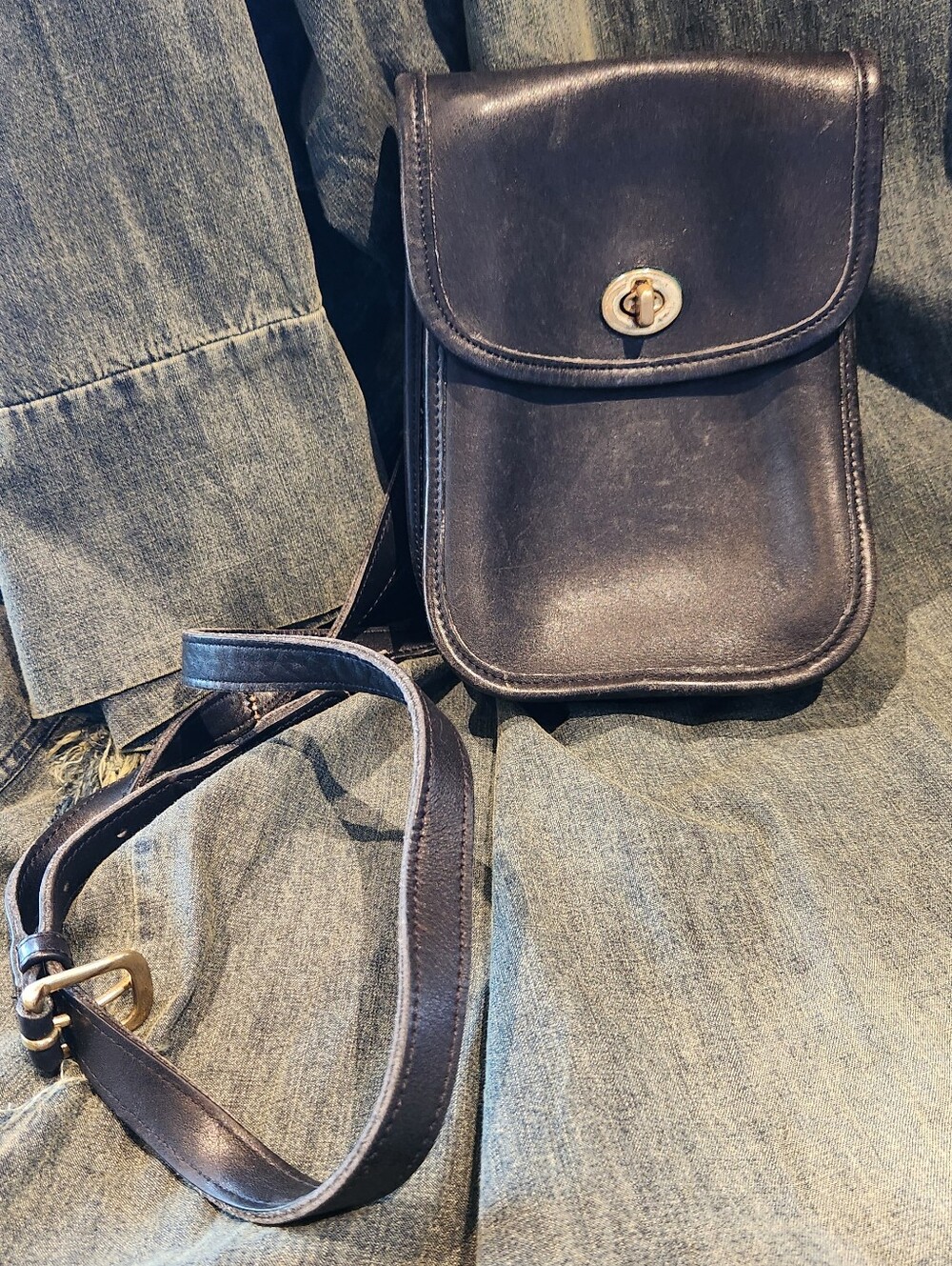 Vintage Coach Black Leather Crossbody